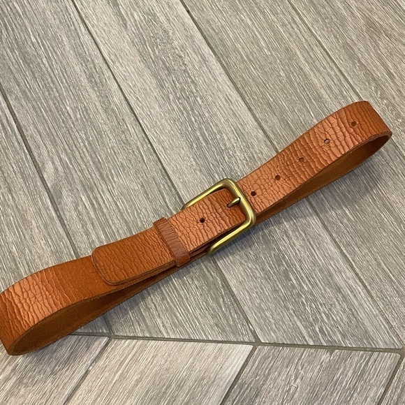 J Crew Brown Crackled Leather Belt - Picture 2 of 12